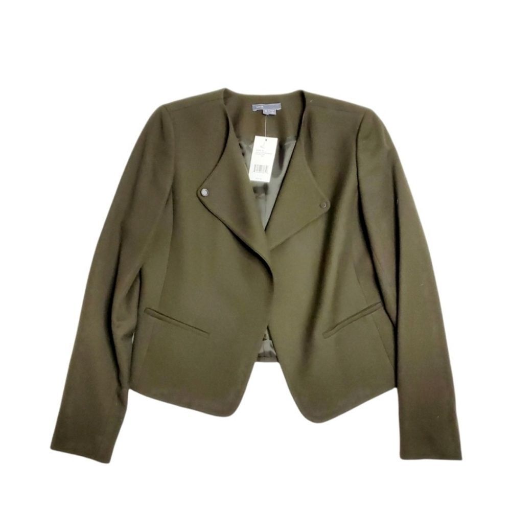 Vince olive green wool blazer size 6 P2P 17.5” - Picture 6 of 9